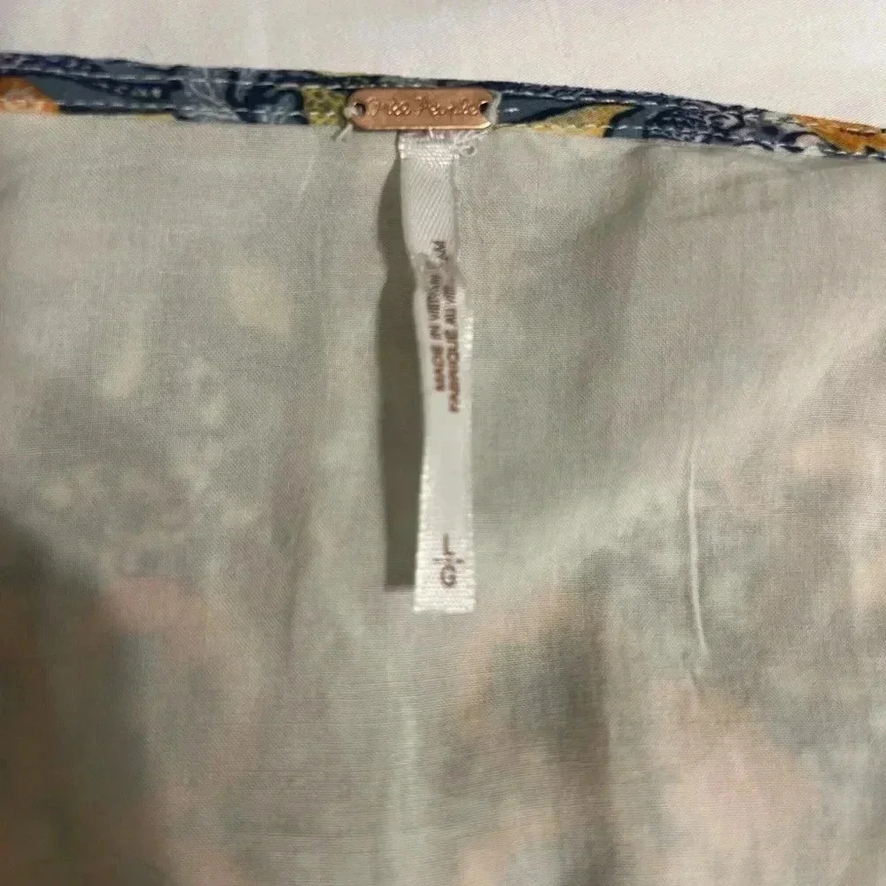 Free People Gray and Mustard Floral Wrap Mini Dress - Picture 15 of 15